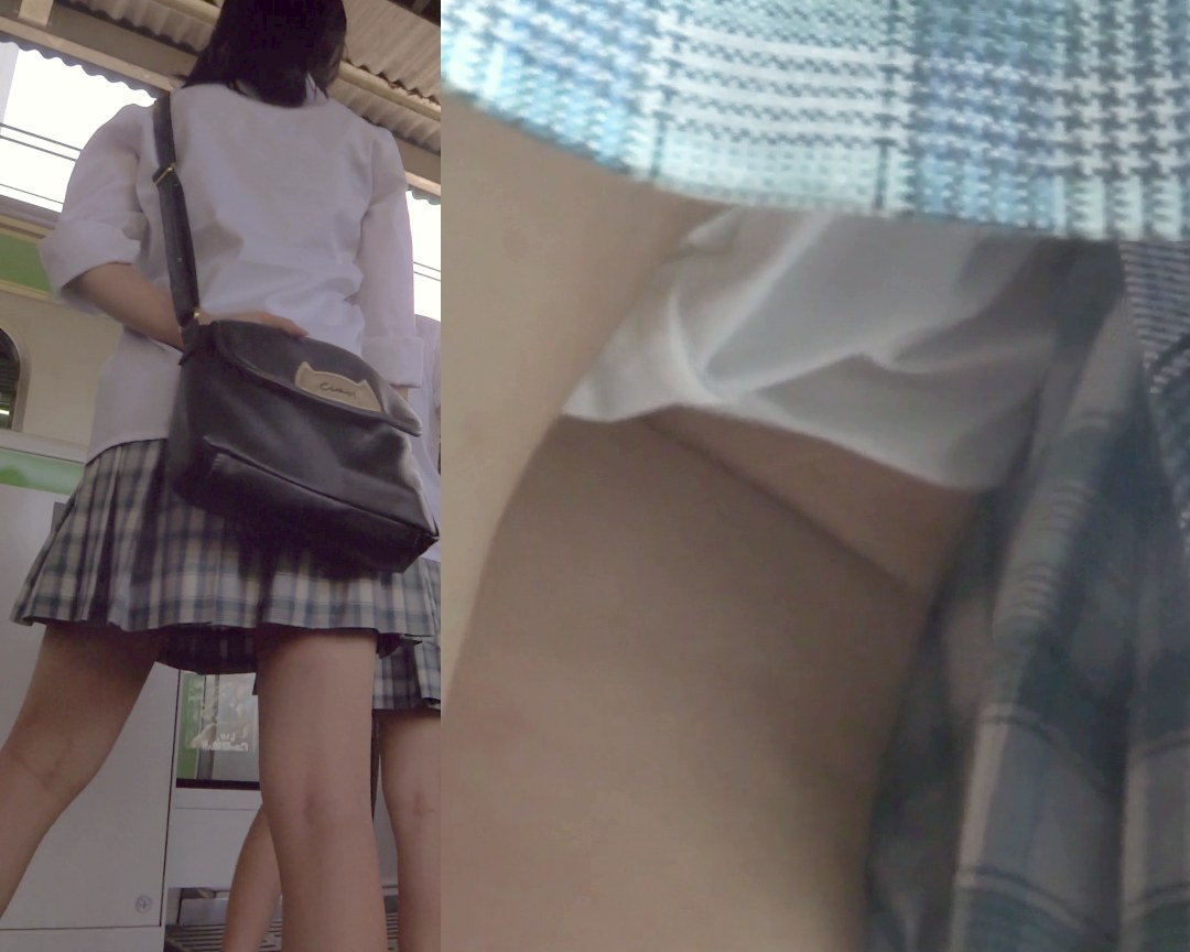 パンチラ盗撮 制服女子 電車内で白パンツもろ見え(再販品)