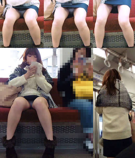 【電車盗撮セット】対面でパンツ丸見えな女子2人盗撮セット