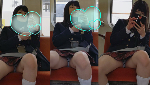 撮影バレ！電車内でエロいパンティ見せつけるJK　