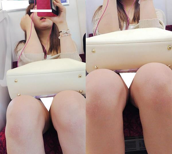 (電車対面）(顔出し）激ミニちゃん…お膝の上にお行儀よくおかれたお鞄の下の…ひかり差し込むえっちな▼ぞーんをサルベージしてみまし