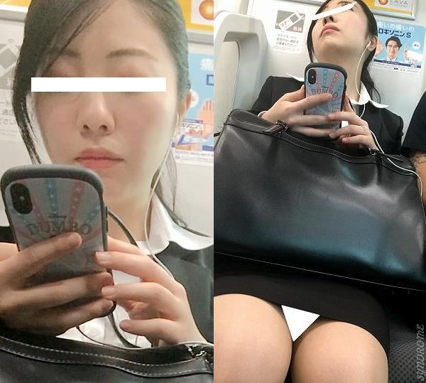 (電車対面）(顔出し)リクスー女子にしては…妙に艶々の色っぽい表情を数多浮かべちゃう…リクルート女子大生さんを観察してみました!