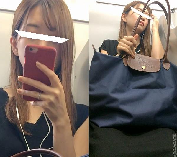 (電車対面）(顔出し）お召ものが…お洋服が…時間の経過とともに…だんだんとアグレッシブになっていくOL若奥さまを観察してみました