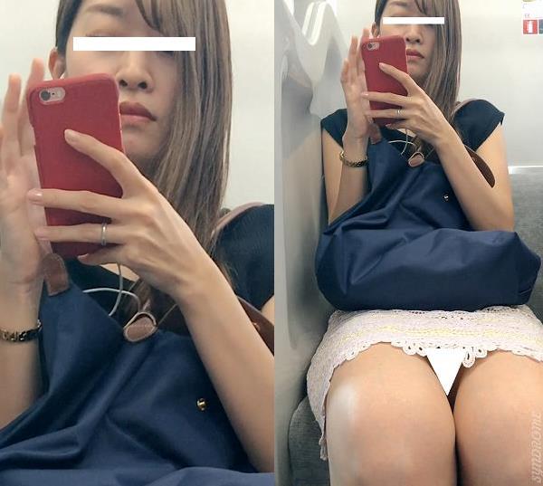 (電車対面）(顔出し）お召ものが…お洋服が…時間の経過とともに…だんだんとアグレッシブになっていくOL若奥さまを観察してみました