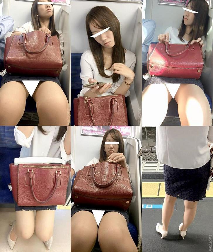 (電車対面）(顔出し）キレイなロングヘア…タイトミニからむき出しのパンストあんよ…エッチな唇…悩ましいがいっぱいの美人OLお姉さ