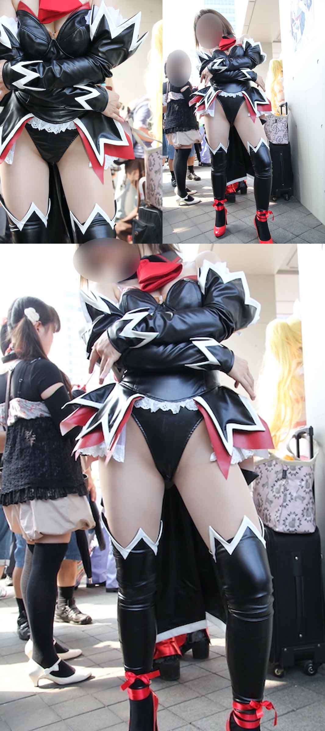 【写真】コミケでの囲み撮影、蒸れる股間！黒のハイレグコスチュームで大開脚のコスプレイヤー　高画質216枚！ gallery photo 6