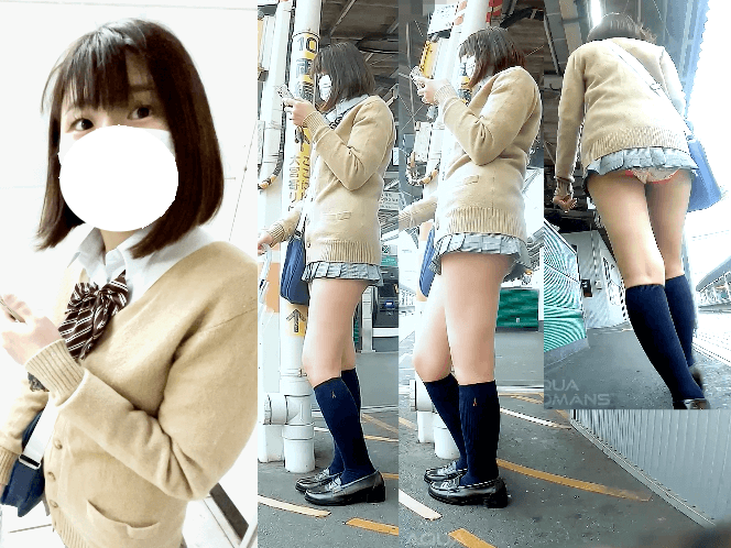 【不審者事案】スカート0距離の黒ボブちゃん/逆さしながら声掛けたったw gallery photo 1