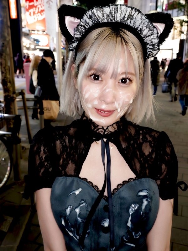 【Hカップ従順ペット】カフェ店内で露出オナニー→猫耳コスプレ8発ぶっかけ乱.交SEX→白濁ザー汁メイクで繁華街を顔射ウォーク【個