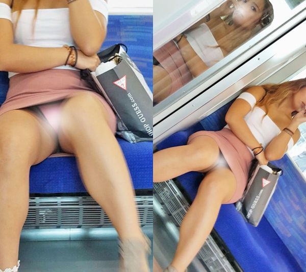 絶対わざと！パンティ見せてくれる優しいモロパンギャル　電車対面　縦動画 gallery photo 3