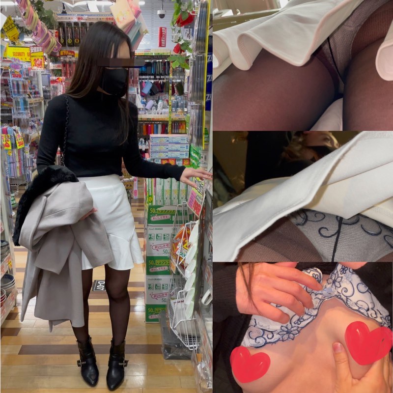 【4K高画質】黒ストエロOLを粘着逆さ後、声かけ交渉してパンツブラ見せ&乳揉み！！