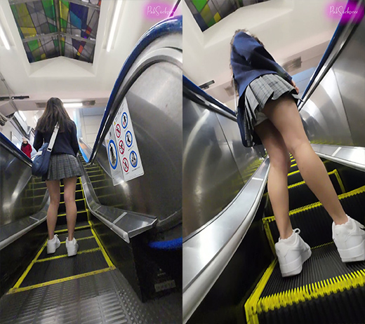 【縦型動画】ミニスカ制服娘は何色の生パンツ？ 2日連続盗撮電車（4）白パンツでM字開脚パンチラ編 gallery photo 1