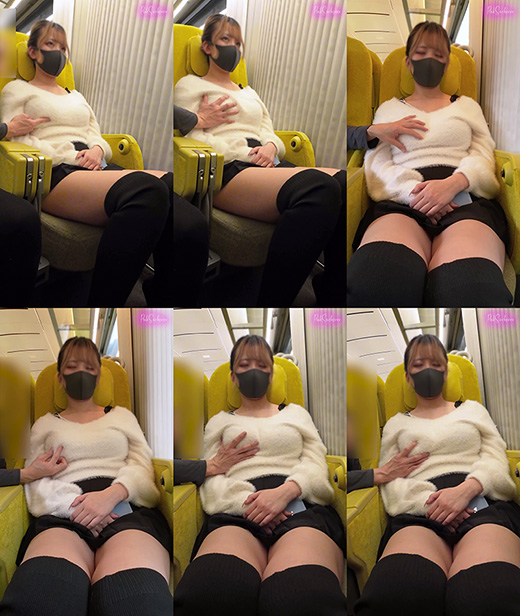 【縦型動画】巨乳ニットセーター娘を電車内痴かん(2)嫌な顔されながら胸モミモミ gallery photo 6