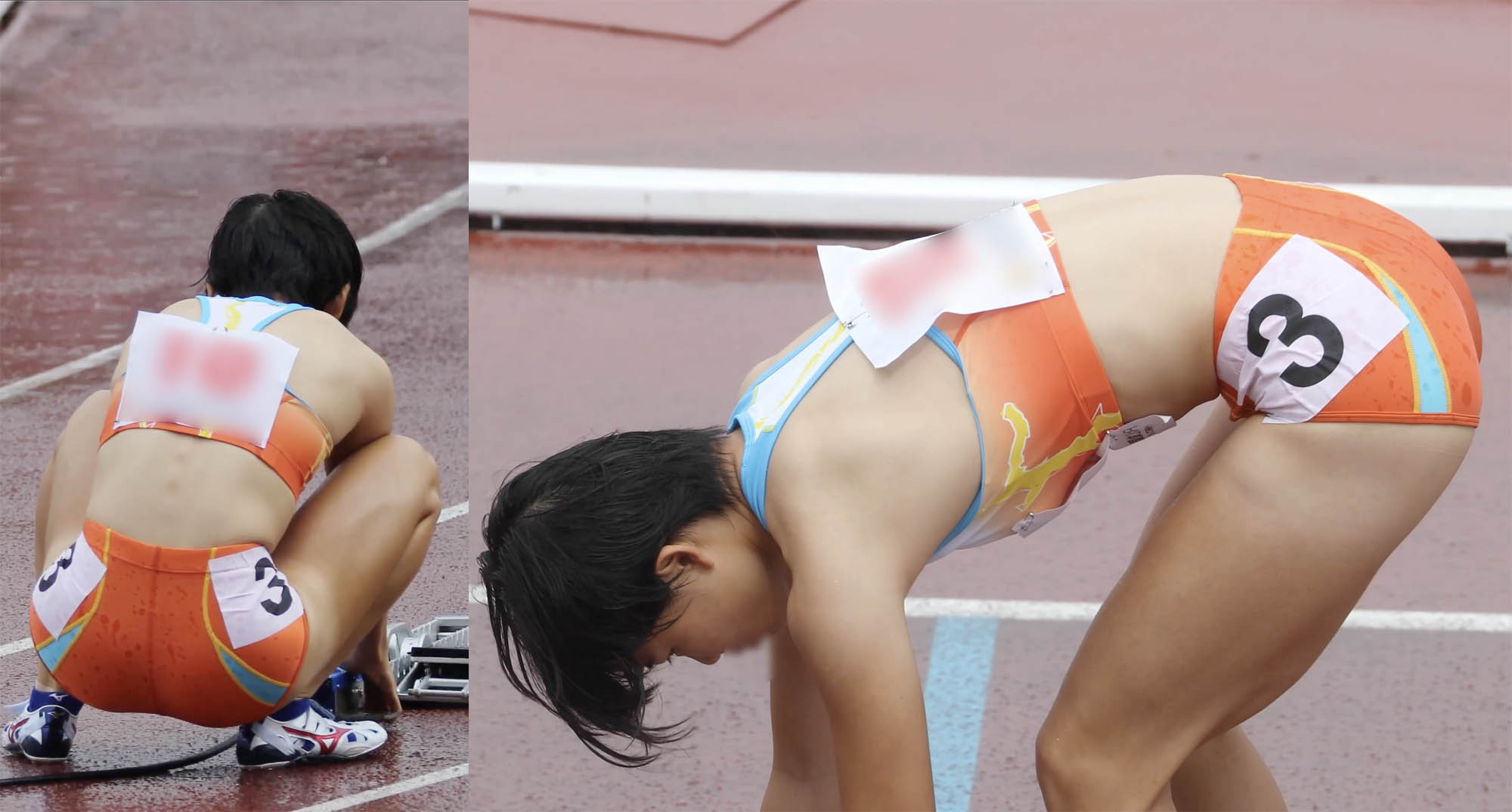 0564_02 2019年全国都道府県別大会 成年女子400m ２, ３組目　オレンジ色＆赤色ユニフォーム選手
