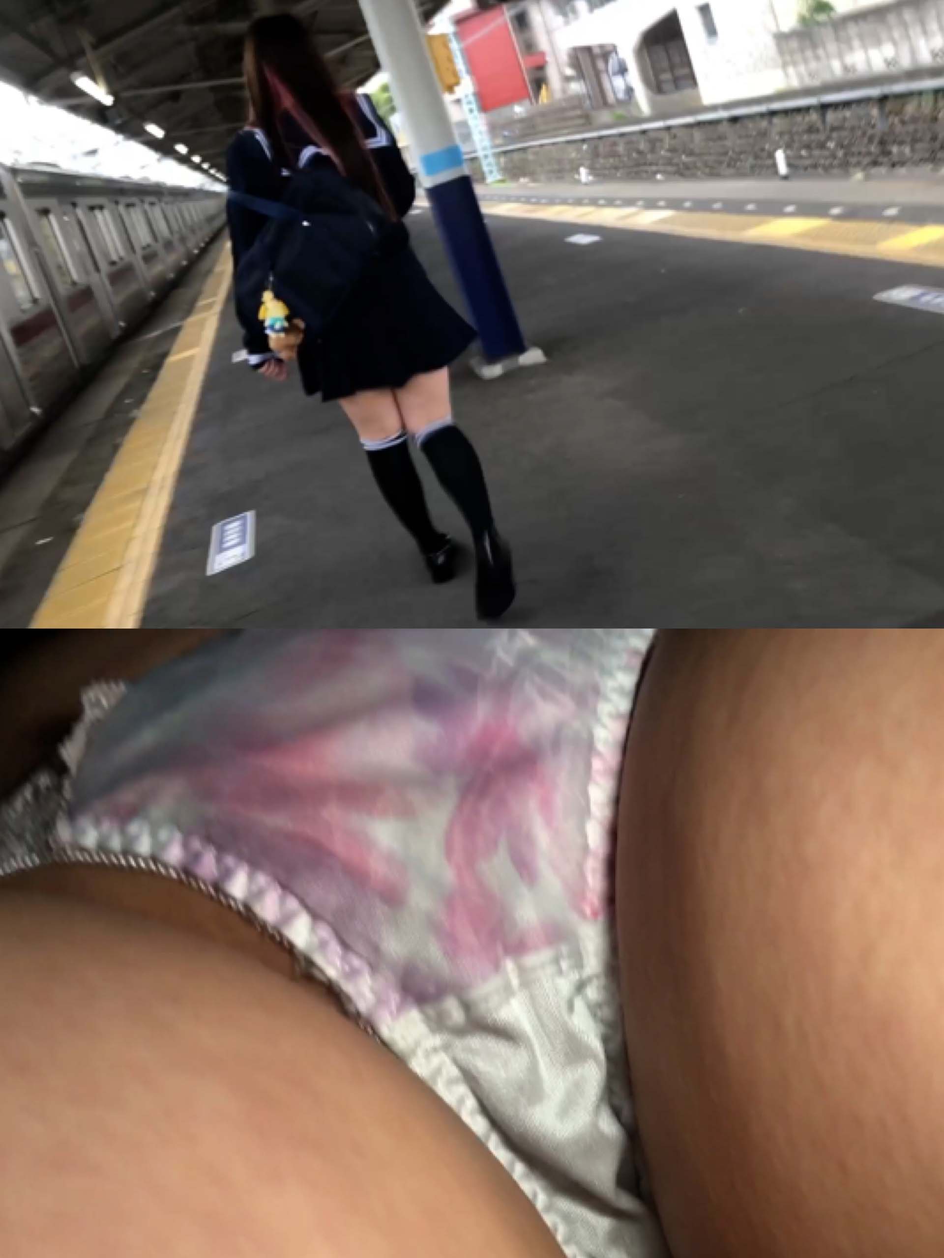 【高画質パンツ盗撮】ムチムチ派手髪JK電車痴かん盗撮昏〇姦①【過激電車】