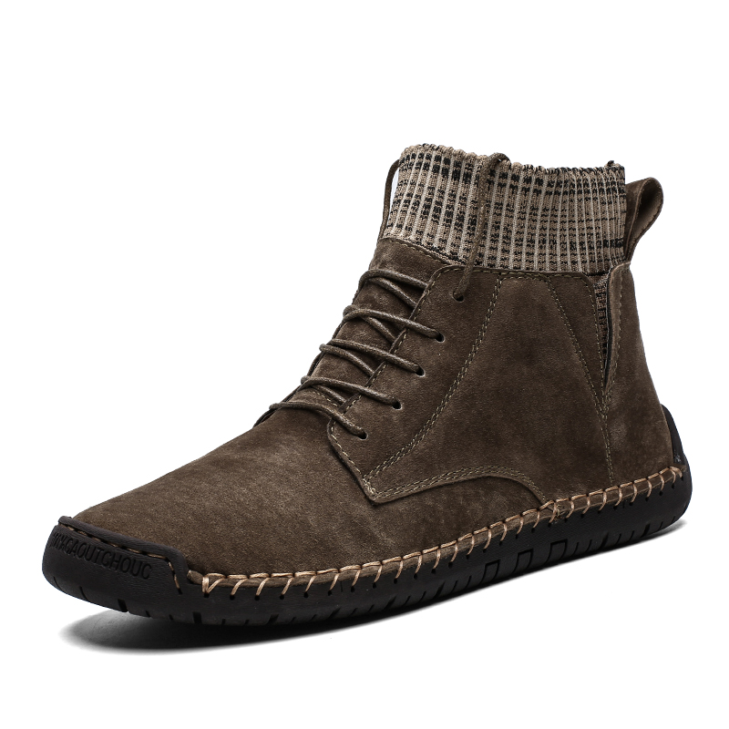 Men's Autumn-Winter Comfy Hand Stitching Suede Casual Boots | Calceus ...