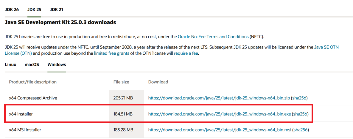 Downloading the JDK Package