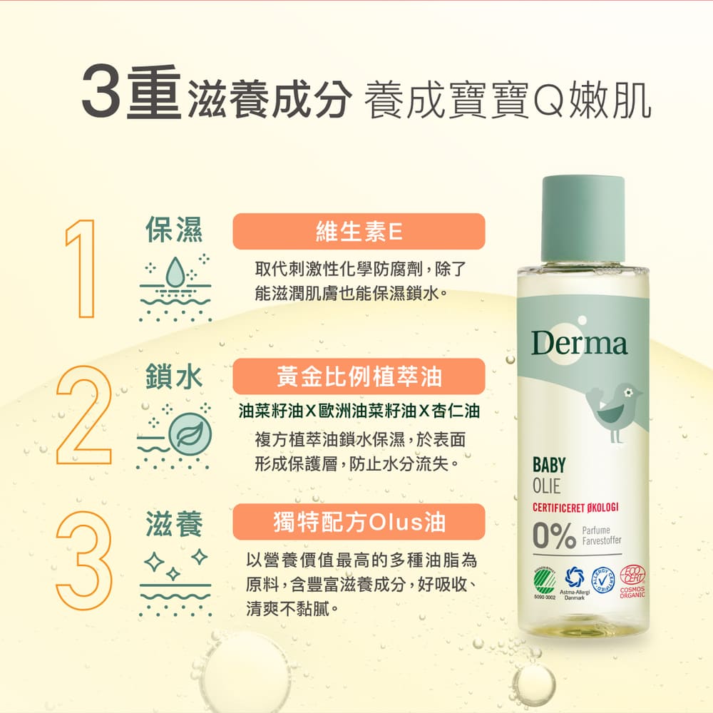 丹麥德瑪Derma - 寶寶有機按摩浴油-150ml