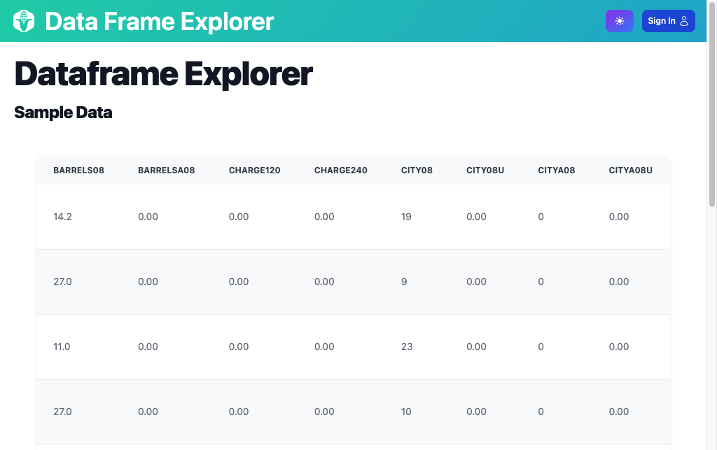 Preview screenshot of Dataframe Explorer