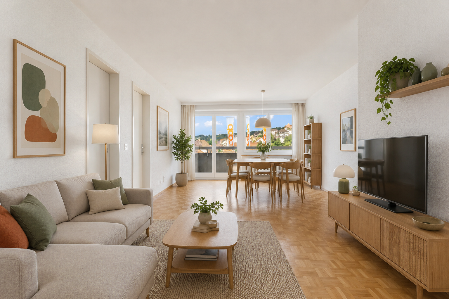 Appartement lumineux de 4.5 pièces au cœur de Tramelan, avec deux balcons et une vue dégagée