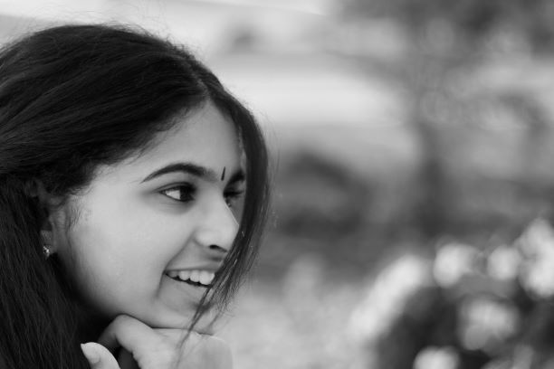 Portrait of a girl in black and white