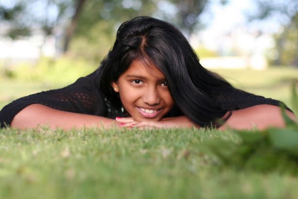 Portrait of a girl on the grass