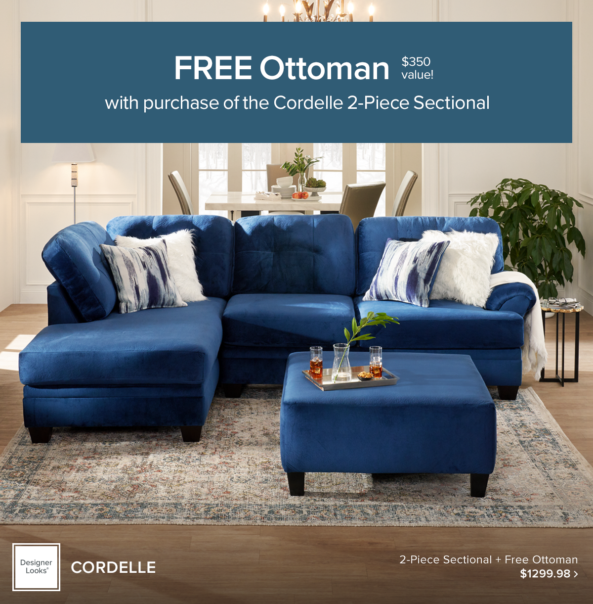 FREE Ottoman with purchase of Cordelle 2-Piece Sectional