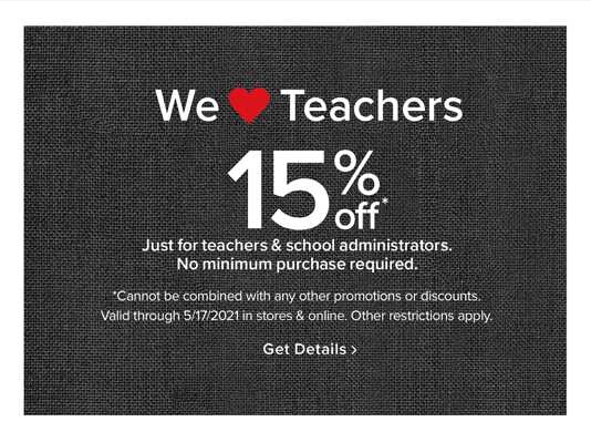 15% off just for teachers and school administrators