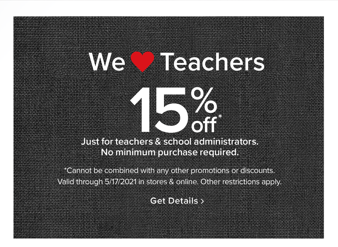 15% off just for teachers and school administrators
