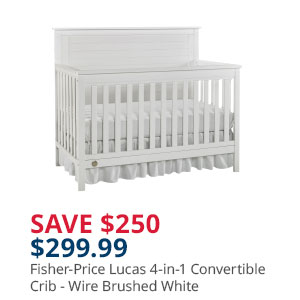 Fisher-Price Lucas 4-in-1 Convertible Crib - Wire Brushed White 