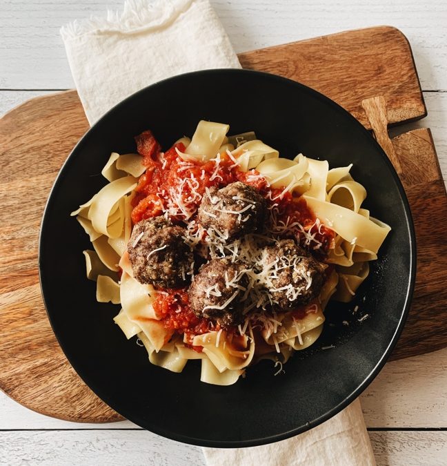 Annika Duden Hidden Liver Meatballs + Scratch Red Sauce