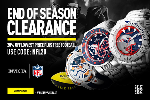 End of Season Clearance! 20% off lowest prices plus free football. use code: NFL20