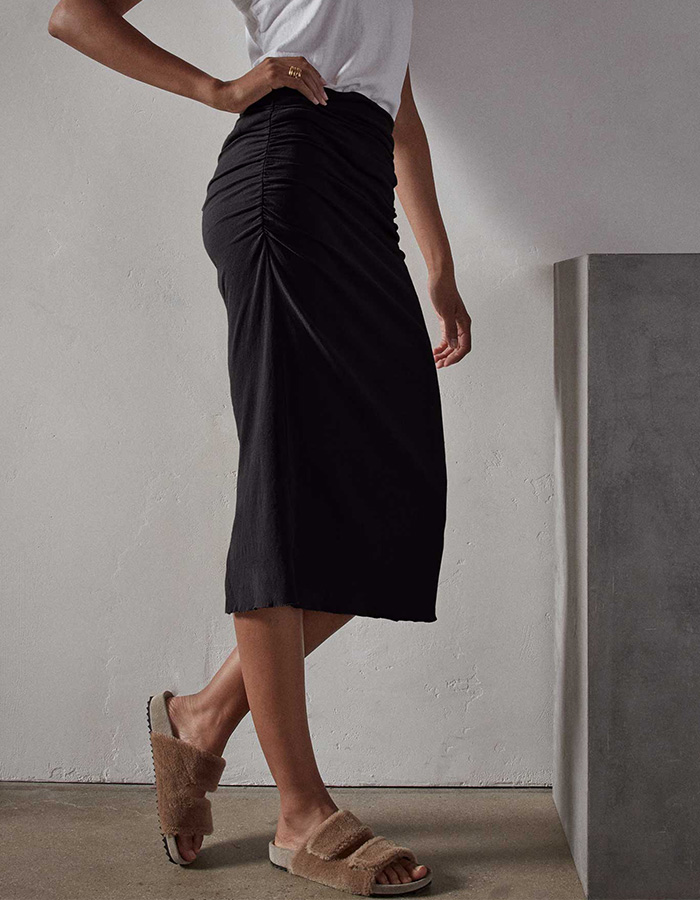 RECYCLED BRUSHED JERSEY HIGH WAISTED PENCIL SKIRT