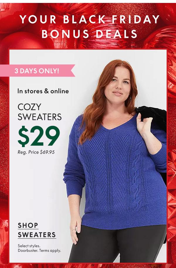 Shop Sweaters $29