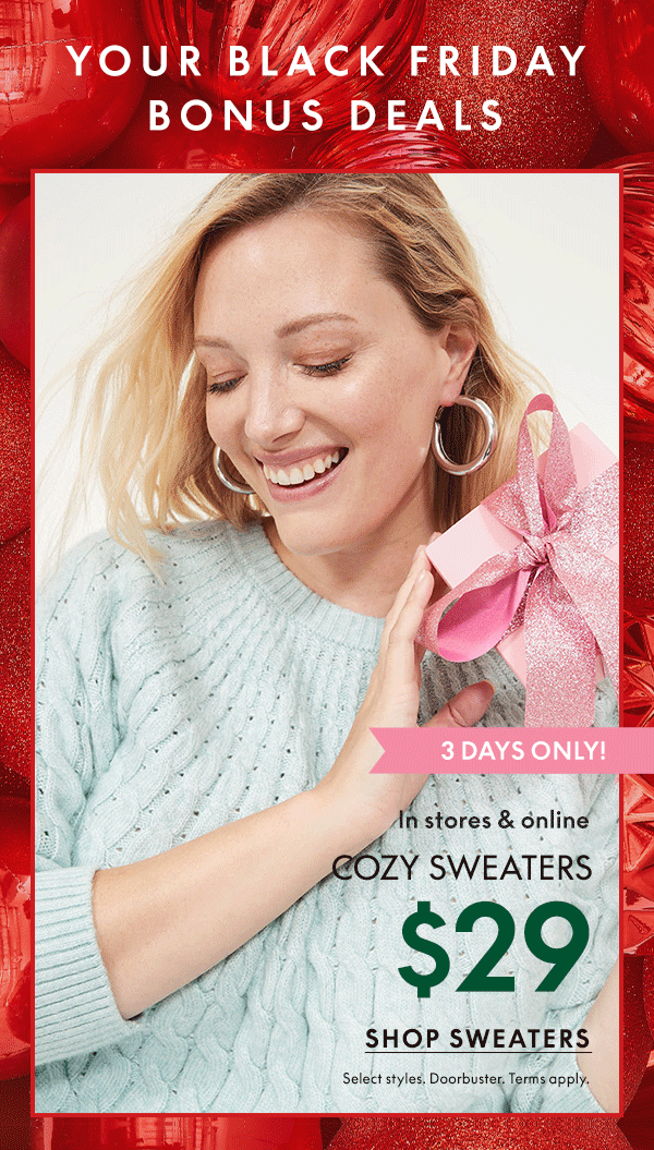 Shop Sweaters $29
