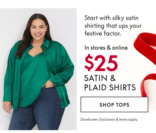 $25 Satin and Plaid Shirts