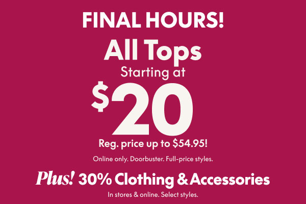Tops starting at $20
