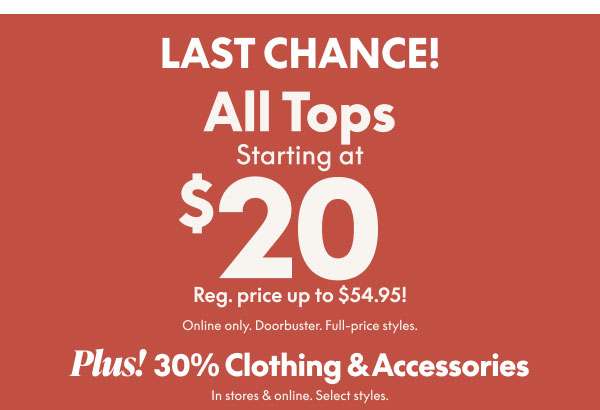 Tops starting at $20