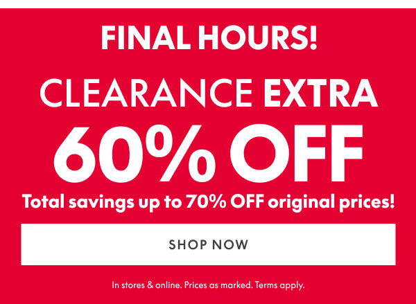 60% Off Clearance