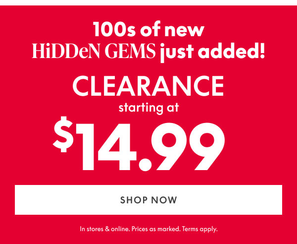 Clearance starting at $14.99