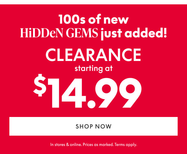 Clearance starting at $14.99
