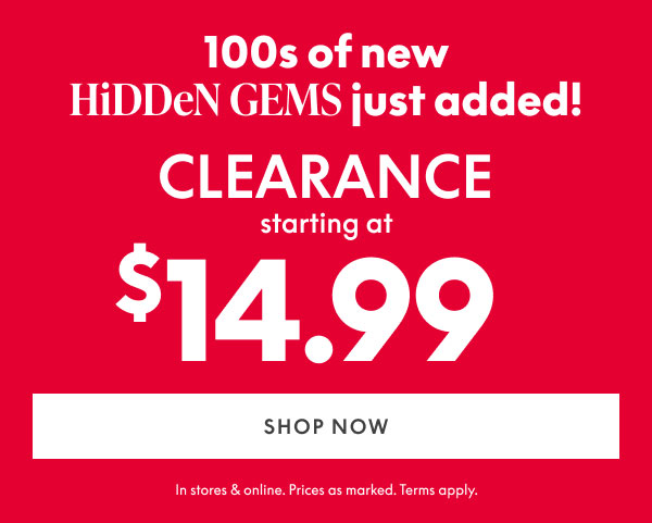 Clearance starting at $14.99