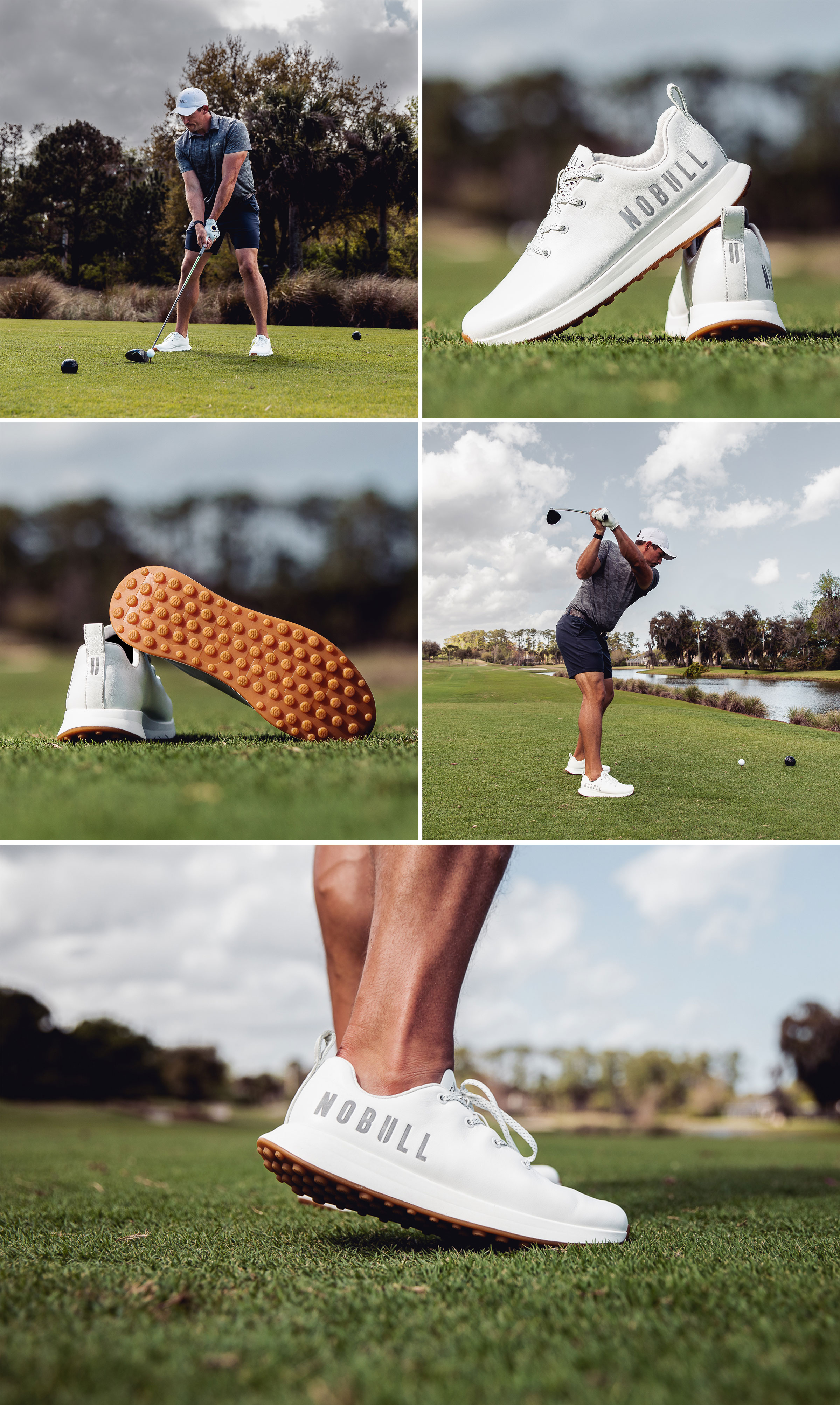 Now available, the White Leather Golf Shoe. NOBULL