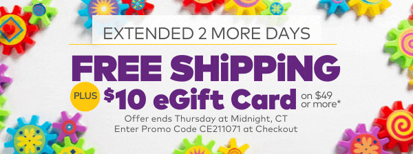 Free Shipping PLUS $10 eGift Card on $49+ Orders*