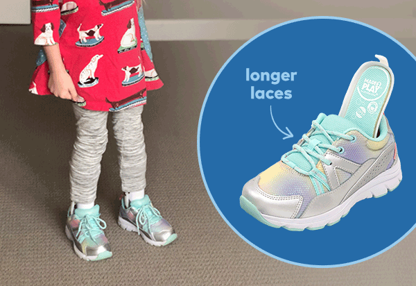 Longer laces. Removable insole. Extra wide widths. Functional pull tab for easy on.