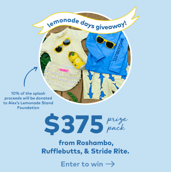 $375 Prize Pack from Roshambo, Rufflebutts, & Stride Rite. Enter to win. 