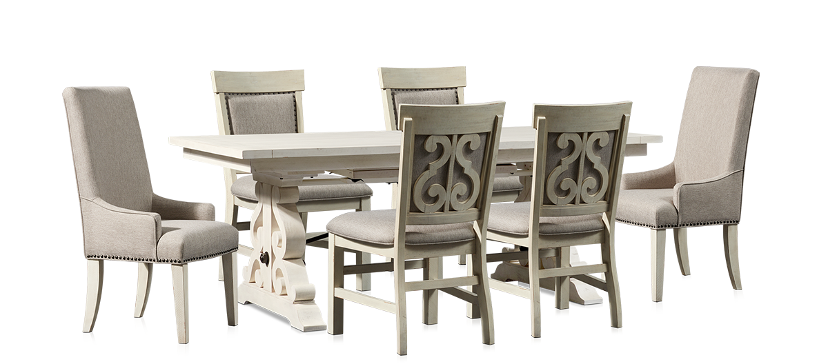 Charthouse Rectangular Dining Table, 2 Host Chairs and 4 Upholstered Dining Chairs