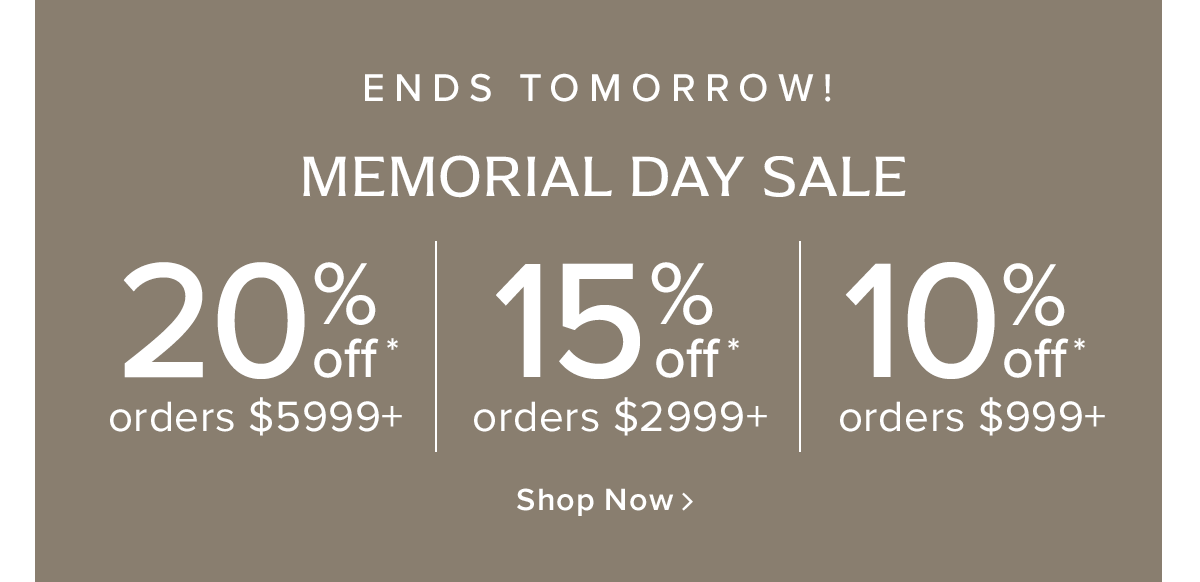 Ends Tomorrow! Memorial Day Sale