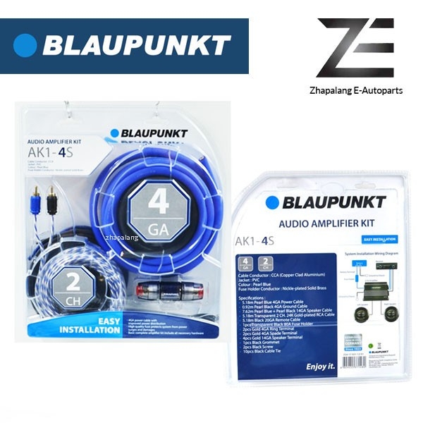Blaupunkt 4 Gauge AK1-4S 2 Channel Car Audio Amplifier Kit with Fuse Holder