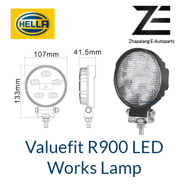 [1 Pcs]HELLA Valuefit Work Lights R900 LED 6000K | 900 Lumen | IP6K9K Dustproof Waterproof | Connection Cable 800 mm