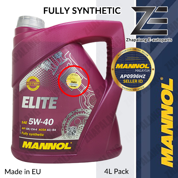 MANNOL - MANNOL 7903 Elite is now in 1L and 4L metal! SAE 5W-40 API SN/CH-4  ACEA A3/B4 JASO MA2 MB-Approval 229.5 VW 502.00/505.00 PORSCHE A40 OPEL GM  LL-A-025/LL-B-025 RENAULT RN 0710/0700