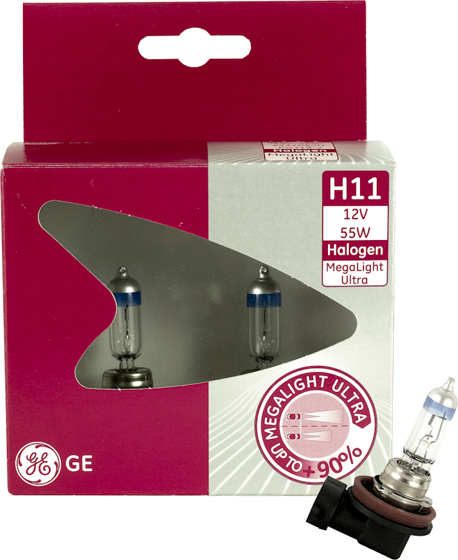 GE Megalight Ultra +90% 12v 55w H11